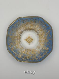 Moser Art Glass Demitasse Cups Saucers Set 2 Gilt Enamel c. 1885-1900