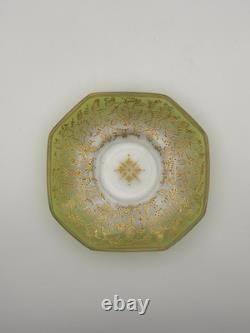 Moser Art Glass Demitasse Cups Saucers Set 2 Gilt Enamel c. 1885-1900 Moser Art Glass Demitasse Cups Saucers Set 2 Gilt Enamel c. 1885-1900