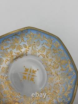 Moser Art Glass Demitasse Cups Saucers Set 2 Gilt Enamel c. 1885-1900