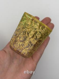 Moser Art Glass Demitasse Cups Saucers Set 2 Gilt Enamel c. 1885-1900