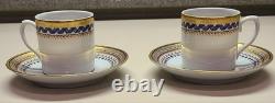 Mottahedeh Chinoise Blue 1996 Pair Of Demitasse Cups & Saucers