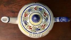 NEW $625 Quimper Le Coq Tea Set 1991 France Coffee Pot Cup Saucer Demitasse