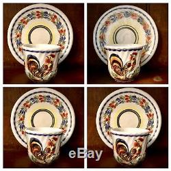 NEW $625 Quimper Le Coq Tea Set 1991 France Coffee Pot Cup Saucer Demitasse