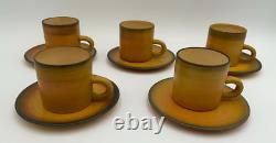 NEW Set 5 Demitasse Cups & Saucers Ombre Hand Painted Palceramic Pottery Israel