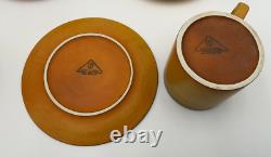 NEW Set 5 Demitasse Cups & Saucers Ombre Hand Painted Palceramic Pottery Israel