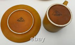 NEW Set 5 Demitasse Cups & Saucers Ombre Hand Painted Palceramic Pottery Israel