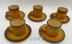 NEW Set 5 Demitasse Cups & Saucers Ombre Hand Painted Palceramic Pottery Israel
