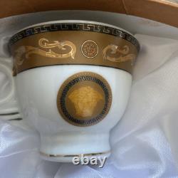 NEW Vintage Set Of 6 Versace Medusa Demitasse Set White & Gold Rosenthal 1990