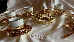 NICE NEW Italian Espresso Demitasse 20 piece Service Set For 6 Gold & White