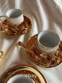 NICE NEW Italian Espresso Demitasse 20 piece Service Set For 6 Gold & White