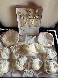 NICE NEW Italian Espresso Demitasse 20 piece Service Set For 6 Gold & White