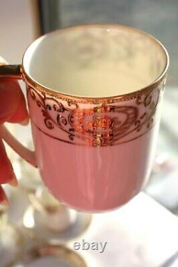 NIPPON Hand Painted GOLD White Porcelain Tea SET Teapot Demitasse Cups Saucers