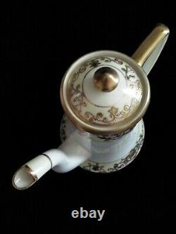 NORITAKE Mini Coffee Pot with Lid & 3 Flat Demitasse Cup & Saucer Set 16034 8 Pc
