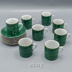 Neiman Marcus Malachite Demitasse Cup & Saucers Set of 8 FREE USA SHIPPING