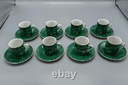 Neiman Marcus Malachite Demitasse Cup & Saucers Set of 8 FREE USA SHIPPING