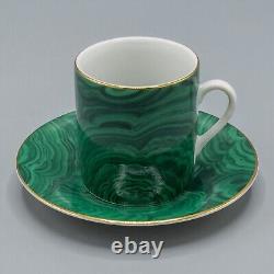 Neiman Marcus Malachite Demitasse Cup & Saucers Set of 8 FREE USA SHIPPING