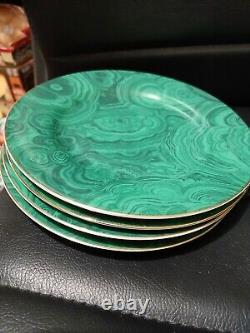 Neiman Marcus Malachite Demitasse Espresso 4 Coffee Cup & Saucer 4 Desert Plate