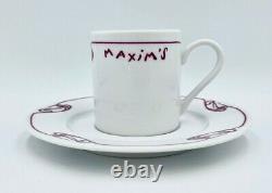 New Pair Maxim's De Paris Restaurant Demitasse Espresso Coffee Cup & Saucer