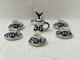 New Sargadelos Paxarica Demitasse Set Of 6 Cups & Saucers And Creamer (14 Pcs)
