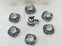 New Sargadelos Paxarica Demitasse Set Of 6 Cups & Saucers And Creamer (14 pcs)