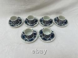 New Sargadelos Set Of 6 (12 pcs) Toxo Pattern Demitasse Cups & Saucers