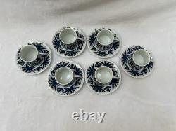 New Sargadelos Set Of 6 (12 pcs) Toxo Pattern Demitasse Cups & Saucers
