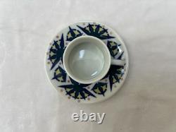 New Sargadelos Set Of 6 (12 pcs) Toxo Pattern Demitasse Cups & Saucers