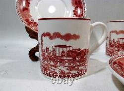 New York Central Railroad China De Witt Clinton Wedgwood 5 Demi Cups & Saucers