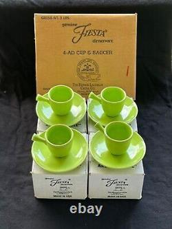 New in Boxes! Chartreuse Fiesta After Dinner Demitasse Cups and Saucers