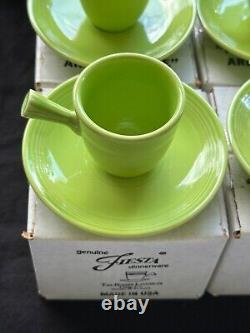 New in Boxes! Chartreuse Fiesta After Dinner Demitasse Cups and Saucers