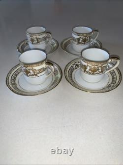 Noritake 37532 Gold/Ivory Demitasse Cup & Saucer Set Of 4 BEAUTIFUL CONDITION