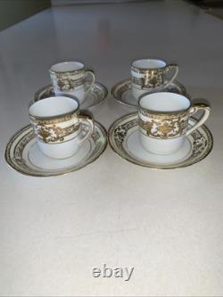 Noritake 37532 Gold/Ivory Demitasse Cup & Saucer Set Of 4 BEAUTIFUL CONDITION