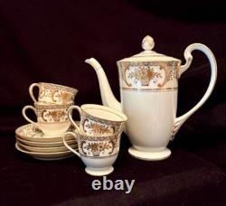 Noritake 5567coffee Pot & Lid4 Demitasse Cups/saucersgold Flower Basketv Exc