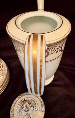 Noritake 5567coffee Pot & Lid4 Demitasse Cups/saucersgold Flower Basketv Exc