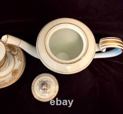 Noritake 5567coffee Pot & Lid4 Demitasse Cups/saucersgold Flower Basketv Exc