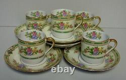 Noritake ALICIA Demitasse Cups (Flat) and Saucers ELEVEN PIECE SET