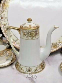 Noritake Gold Demitasse Set Coffee Pot Sugar Creamer Round Platter Cups Saucers