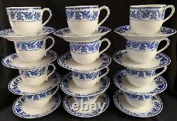Noritake Royal Sometuke 1906 Twin Phoenix Blue & White Demitasse Cup Saucers