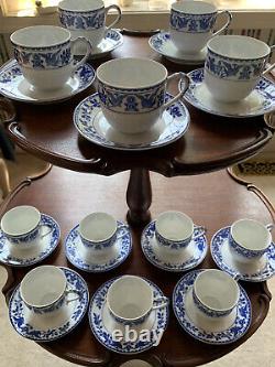 Noritake Royal Sometuke 1906 Twin Phoenix Blue & White Demitasse Cup Saucers