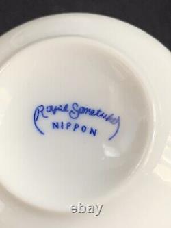 Noritake Royal Sometuke 1906 Twin Phoenix Blue & White Demitasse Cup Saucers