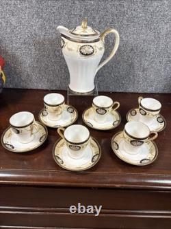 NortakeN878Antique Chocolate Pot Set, Demitasse Cups (6) & Saucers (6)