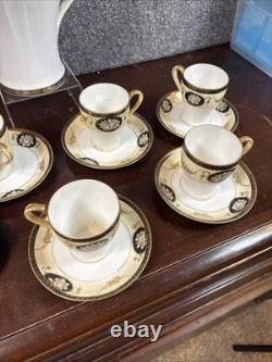 NortakeN878Antique Chocolate Pot Set, Demitasse Cups (6) & Saucers (6)