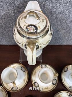NortakeN878Antique Chocolate Pot Set, Demitasse Cups (6) & Saucers (6)