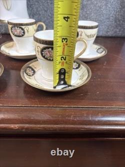 NortakeN878Antique Chocolate Pot Set, Demitasse Cups (6) & Saucers (6)