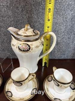 NortakeN878Antique Chocolate Pot Set, Demitasse Cups (6) & Saucers (6)