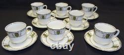O. P. Co Syracuse Rosemont 8 Demitasse Cups and Matching Saucers Art Deco
