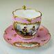 Old Paris Tea Cup & Saucer Painted Victorian Pink & Gold Scene Demitasse