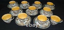 Occupied Japan Dragonware 11 Demitasse Cups, 9 Saucers withLustreware Cup Interior