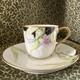 Old Abbey Limoges Orchid Floral Demitasse Cup And Saucer Antique Hand Painted
