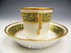 Old Kpm Hand Painted Floral Raised Gold Gilt Demitasse Cup & Saucer